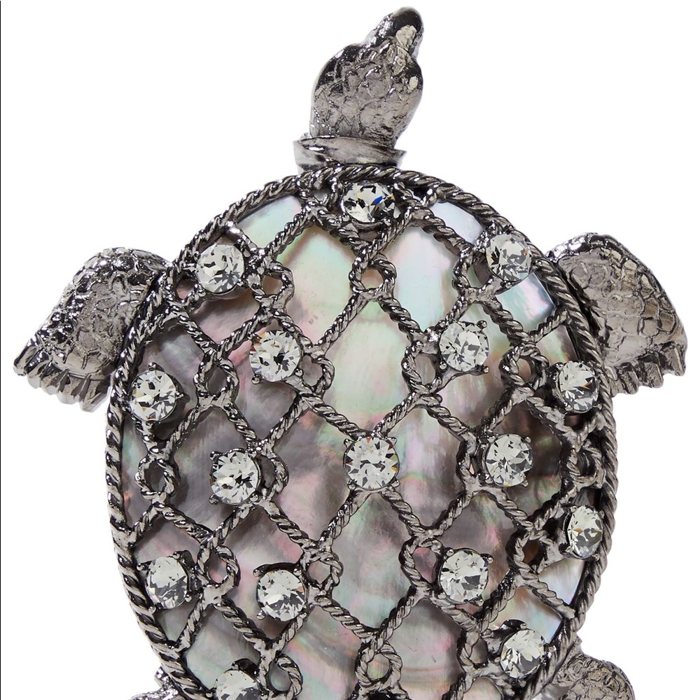 Oscar De La Renta Swarovski Crystal turtle brooch